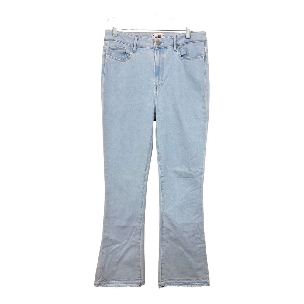 Paige Laurel Canyon High Rise Bootcut Flare Jeans Sz 31 Kokomo Light Wash Fray